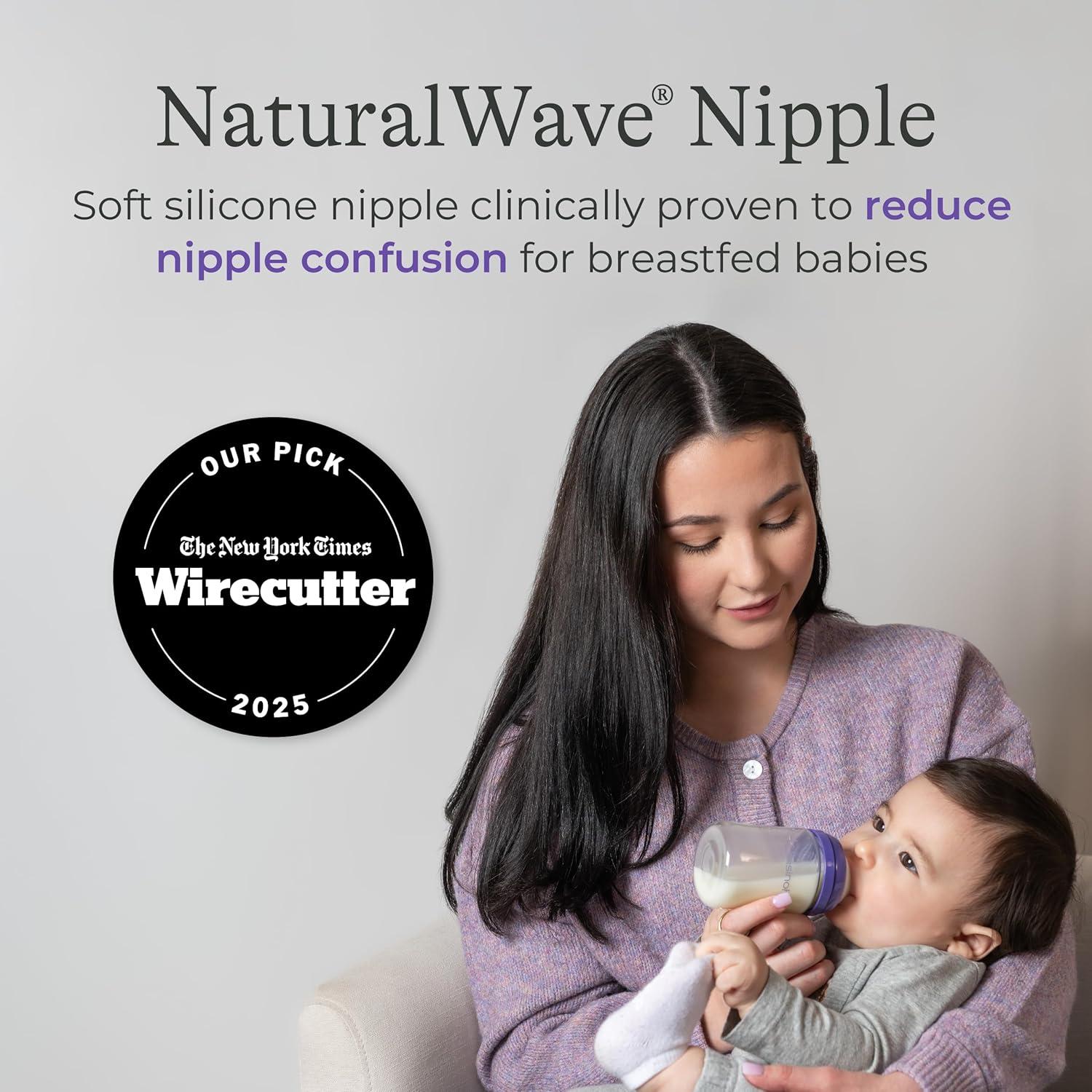 image:imageLansinoh AntiColic Glass Baby Bottles 5 Ounces 4 Count Includes 4 Extra Slow Flow Nipples Size XS Newborn Baby Essentials5 Ounce S Flow 4 Count