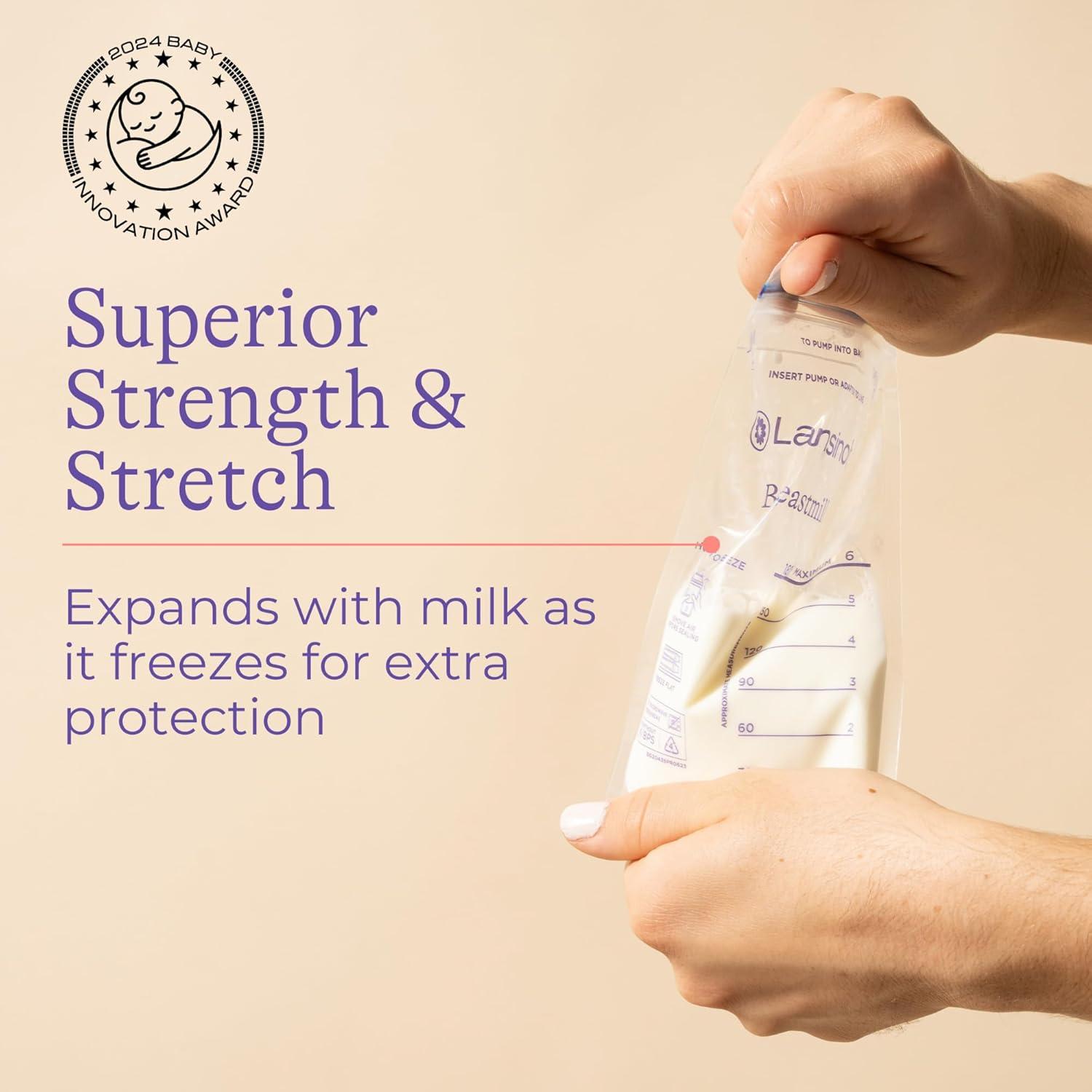 image:imageLansinoh Breastmilk Storage Bags 50 Count Baby Essentials Fast Freeze amp Thaw Breast Milk Bags for Baby Bottle Feeding Strength amp Stretch 6 Ounce50 Count