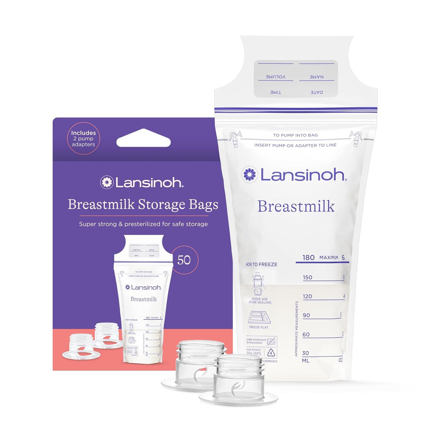 image:imageLansinoh Breastmilk Storage Bags 50 Count Baby Essentials Fast Freeze amp Thaw Breast Milk Bags for Baby Bottle Feeding Strength amp Stretch 6 Ounce50 Count