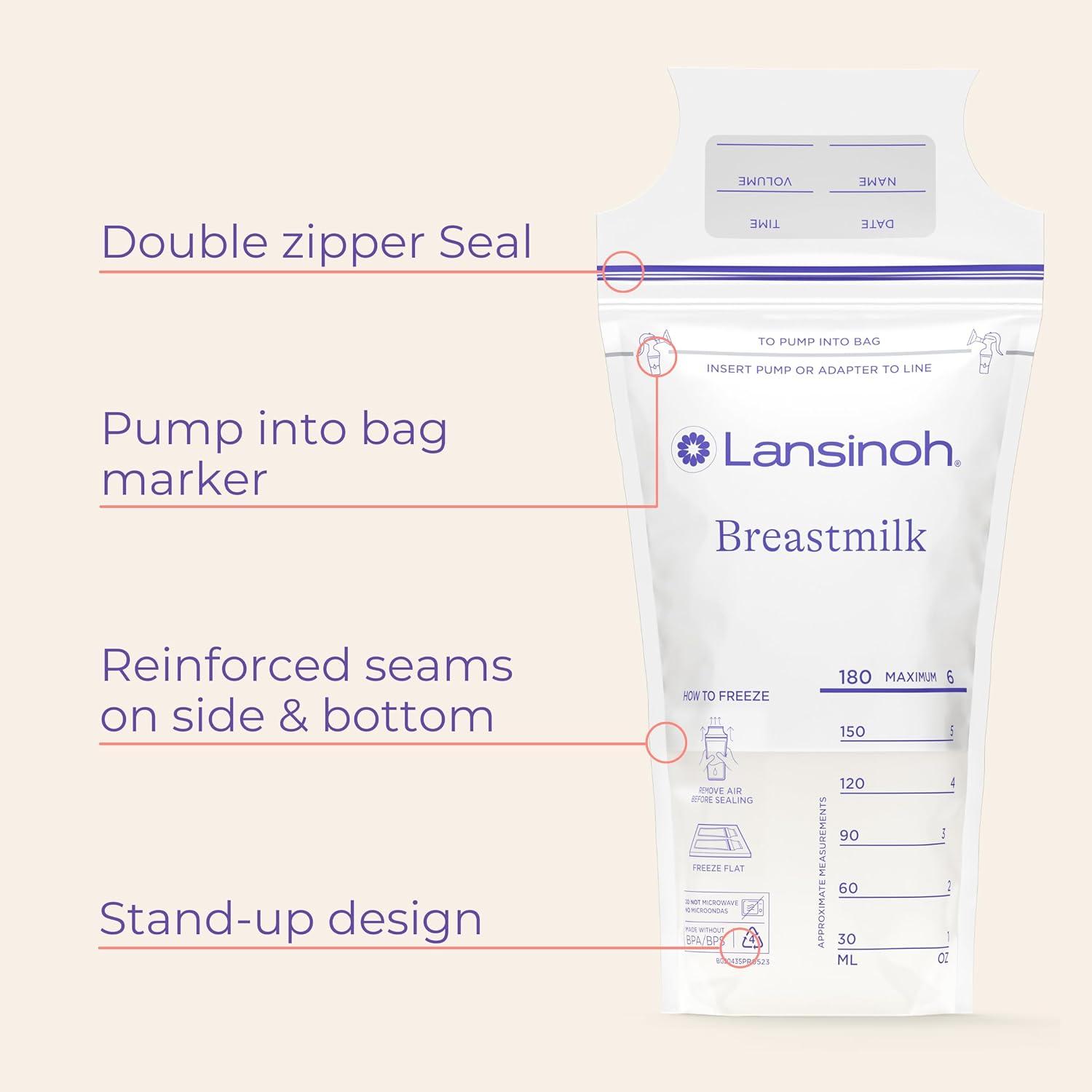 image:imageLansinoh Breastmilk Storage Bags 50 Count Baby Essentials Fast Freeze amp Thaw Breast Milk Bags for Baby Bottle Feeding Strength amp Stretch 6 Ounce50 Count
