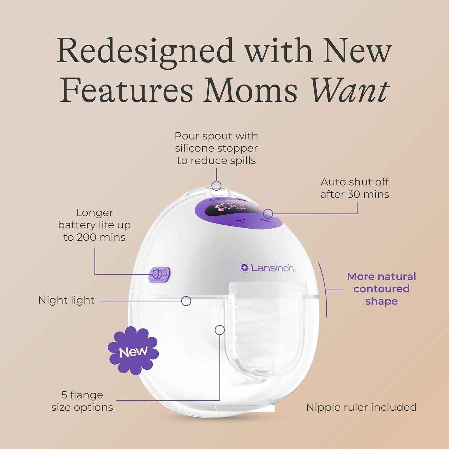 image:imageLansinoh DiscreetDuo Flow Wearable Breast Pump HandsFree Electric Pump Quiet amp Rechargeable HospitalGrade Suction with Multiple Flange Sizes Breastfeeding amp Pumping EssentialsBreast Pump