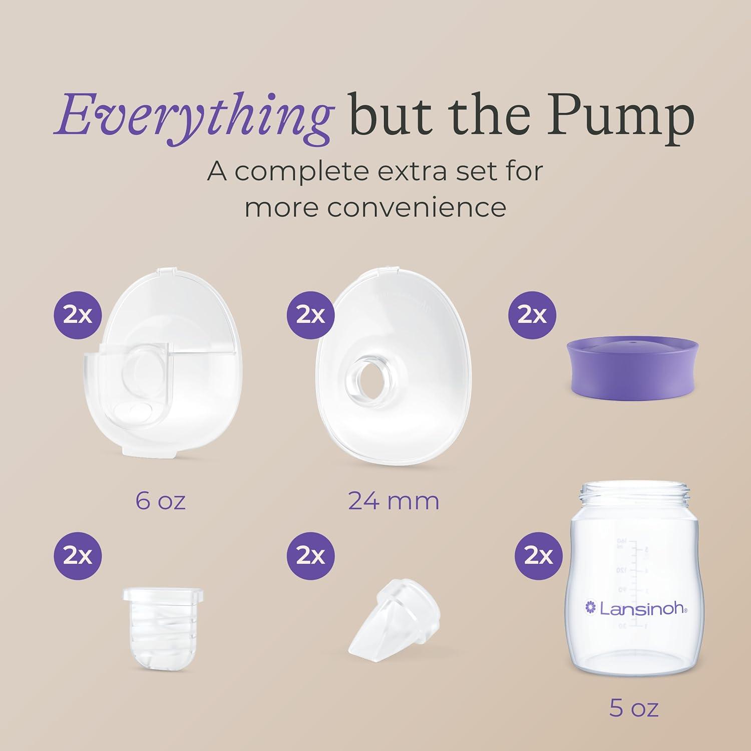 image:imageLansinoh DiscreetDuo Flow Wearable Breast Pump HandsFree Electric Pump Quiet amp Rechargeable HospitalGrade Suction with Multiple Flange Sizes Breastfeeding amp Pumping EssentialsExtra Pumping Set