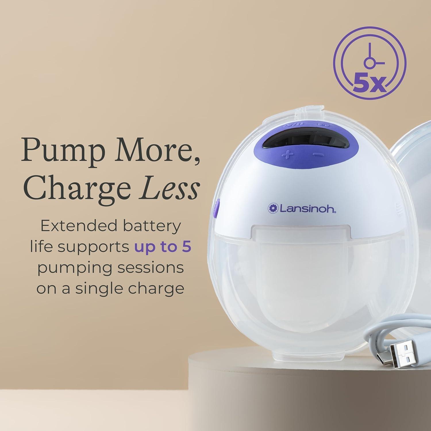 image:imageLansinoh DiscreetDuo Flow Wearable Breast Pump HandsFree Electric Pump Quiet amp Rechargeable HospitalGrade Suction with Multiple Flange Sizes Breastfeeding amp Pumping EssentialsBreast Pump