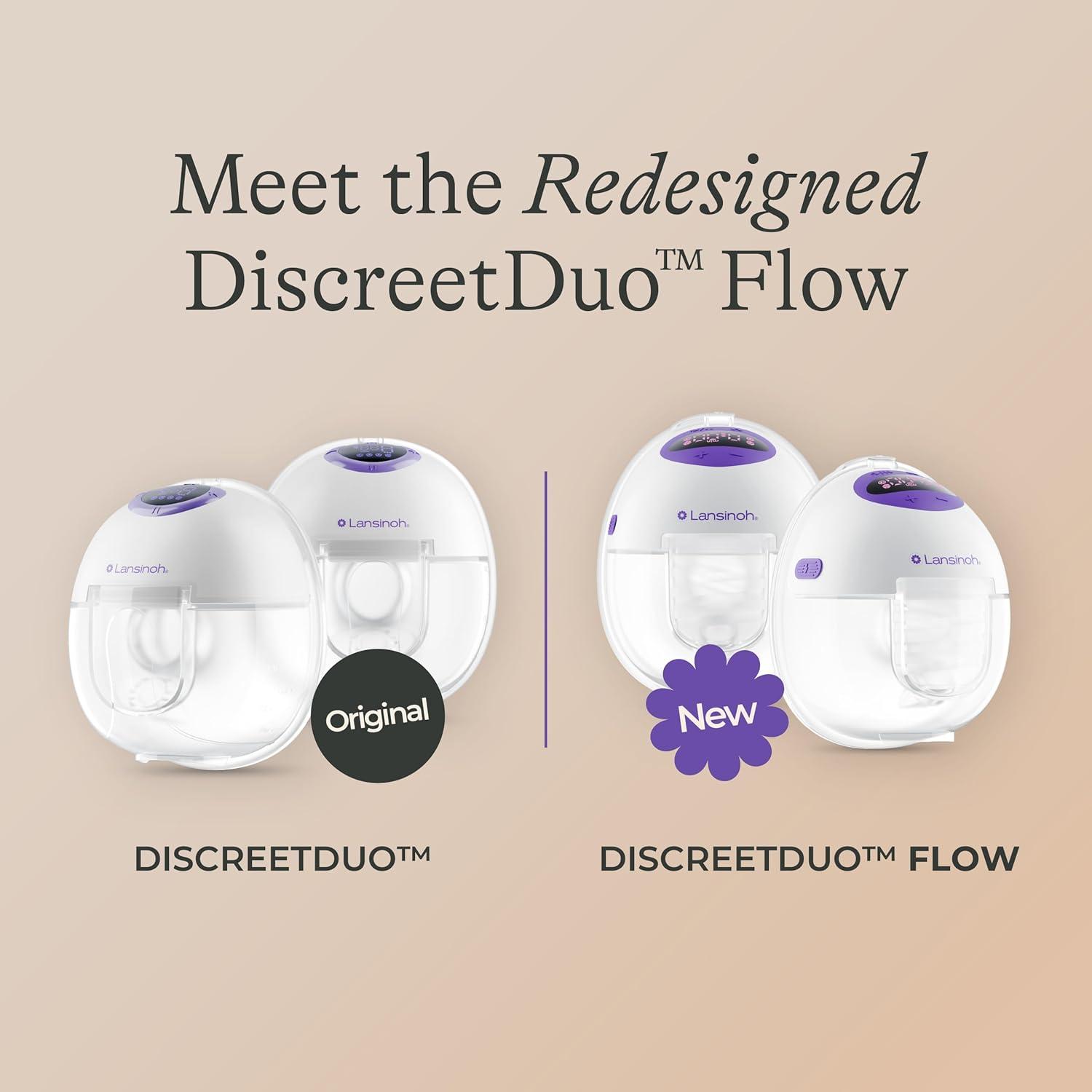 image:imageLansinoh DiscreetDuo Flow Wearable Breast Pump HandsFree Electric Pump Quiet amp Rechargeable HospitalGrade Suction with Multiple Flange Sizes Breastfeeding amp Pumping EssentialsBreast Pump