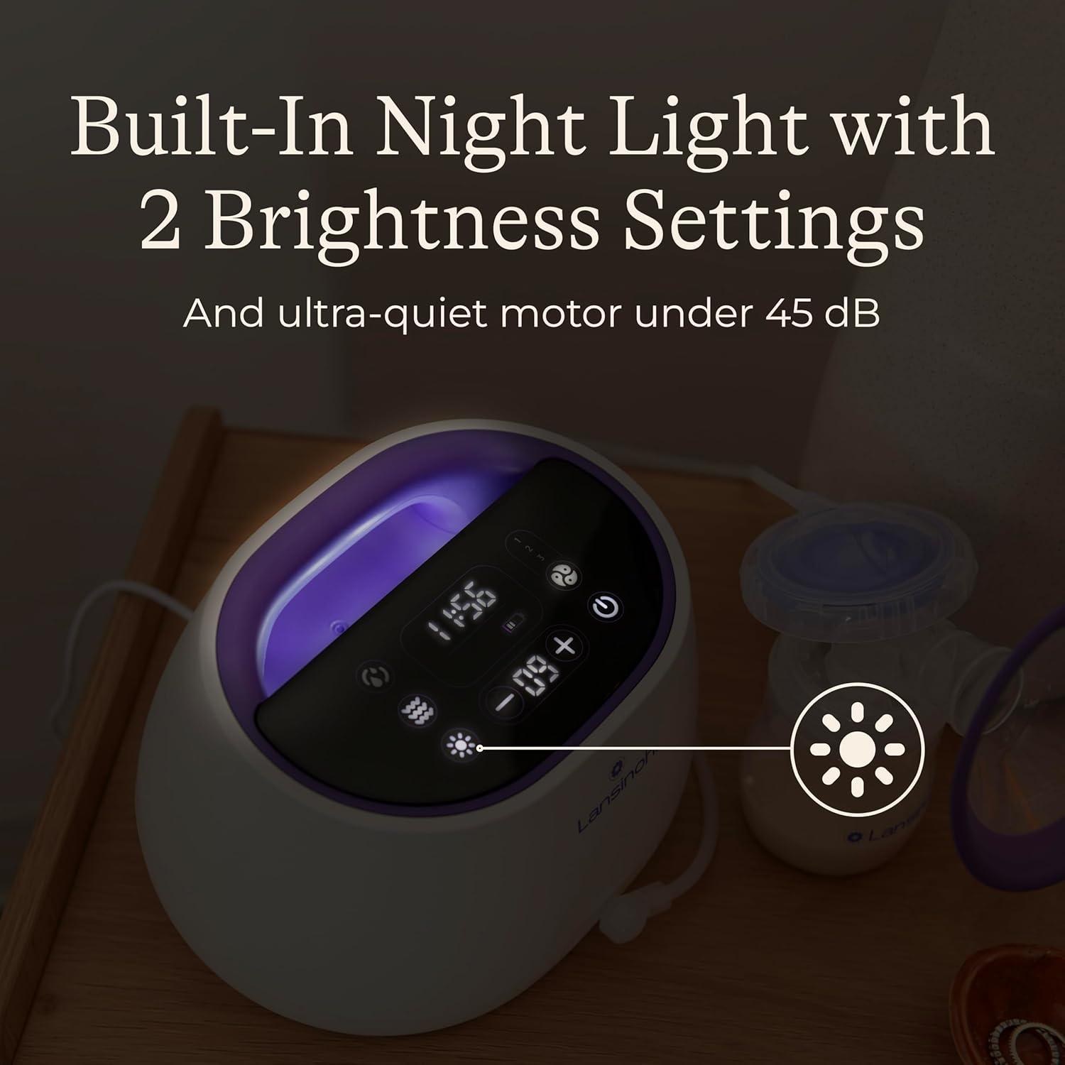 image:imageLansinoh NaturalWave Double Electric Breast Pump WhitePurple HospitalGrade Suction with 12 Levels 5 Flange Sizes amp BabyMimicking Motion Breastfeeding Essentials for Pumping Moms
