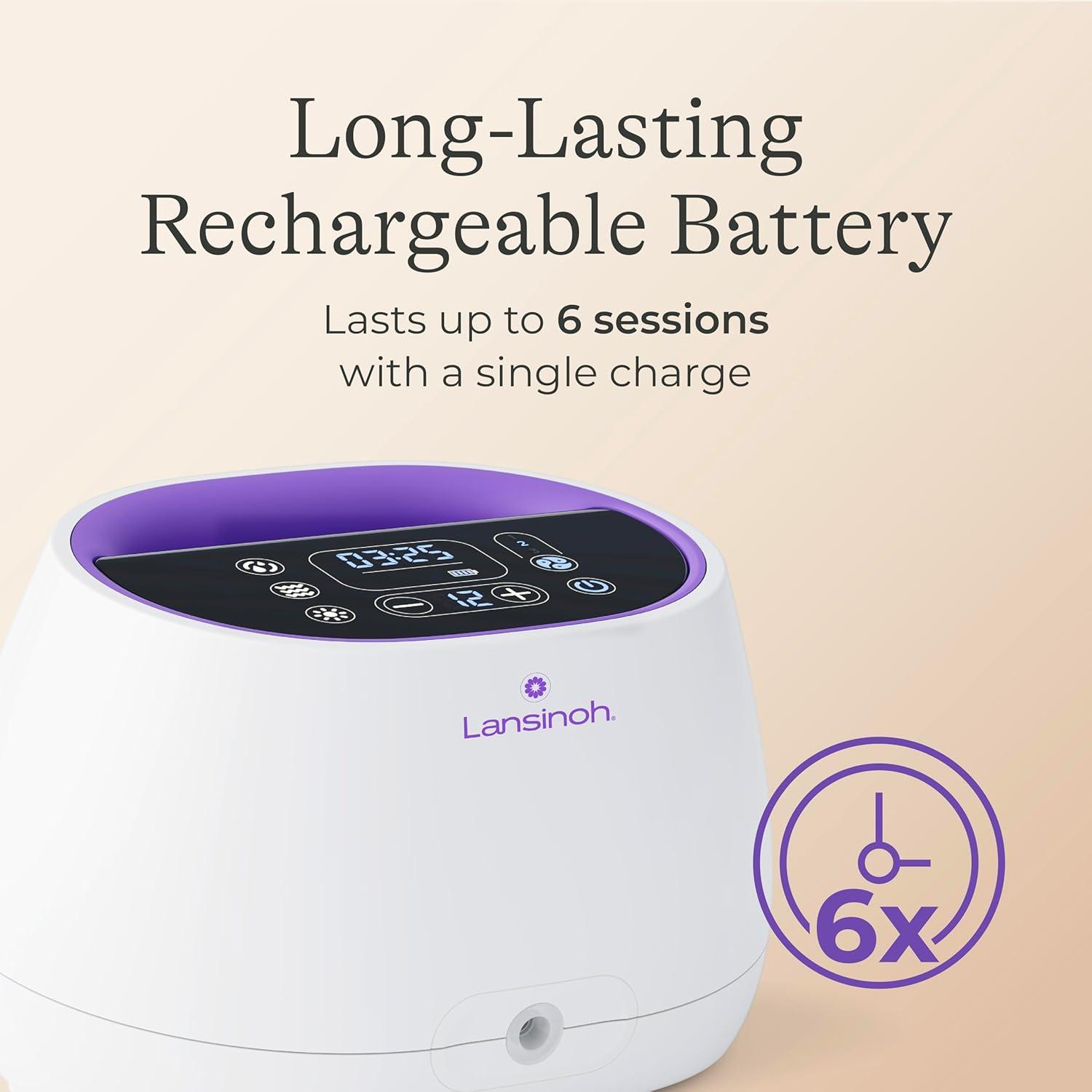 image:imageLansinoh NaturalWave Double Electric Breast Pump WhitePurple HospitalGrade Suction with 12 Levels 5 Flange Sizes amp BabyMimicking Motion Breastfeeding Essentials for Pumping Moms