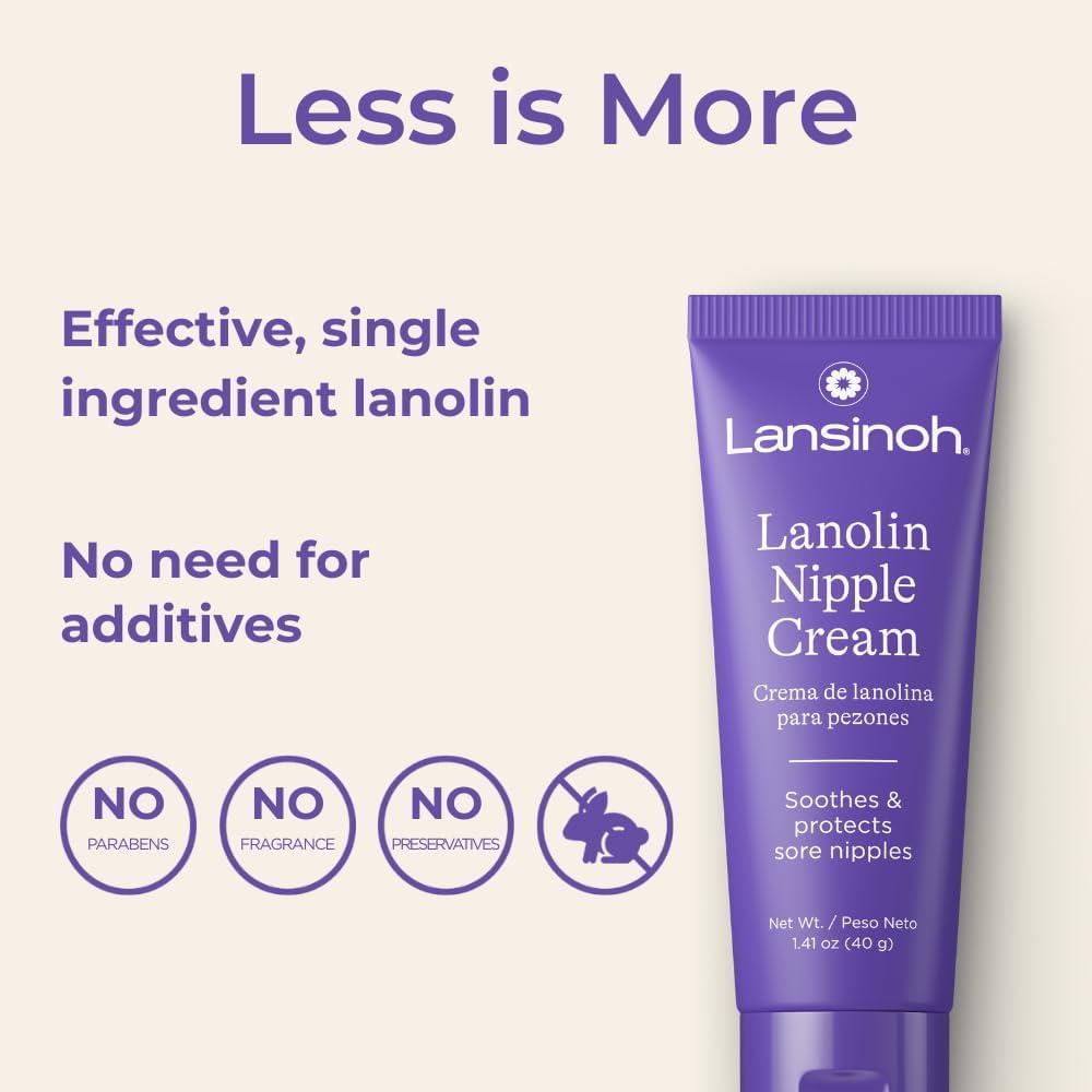 image:imageLansinoh Nipple Cream Safe for Breastfeeding Baby 100 Natural Nipple Butter Breastfeeding Essentials for Postpartum Moms 141 Ounces 2 Pack141 Ounce Pack of 1