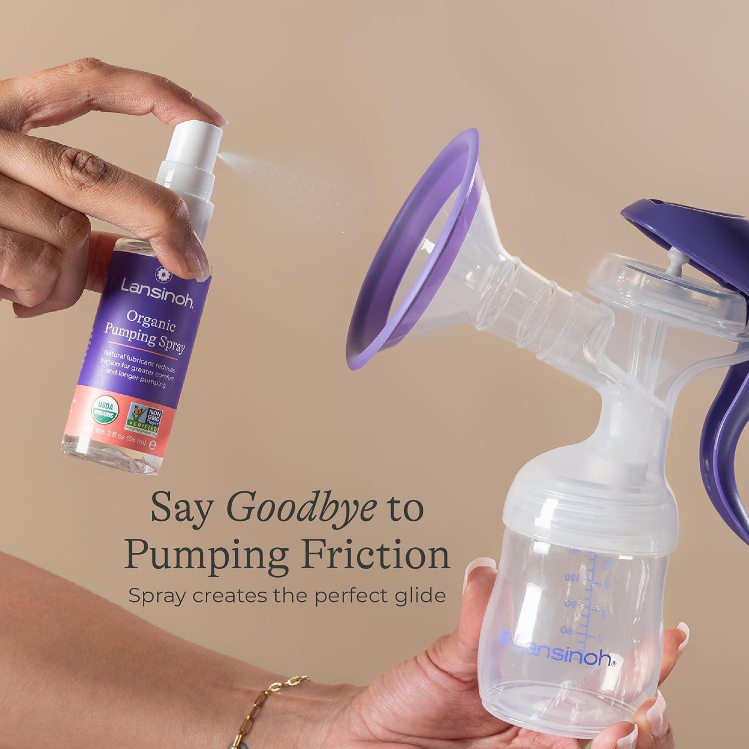 image:imageLansinoh Organic Pumping Spray LanolinFree Flange Lubricant Breast Pump Spray Hypoallergenic Vegan PlantBased Breastfeeding Essentials for Sore Nipples amp Moisturized Skin 2 Fl oz