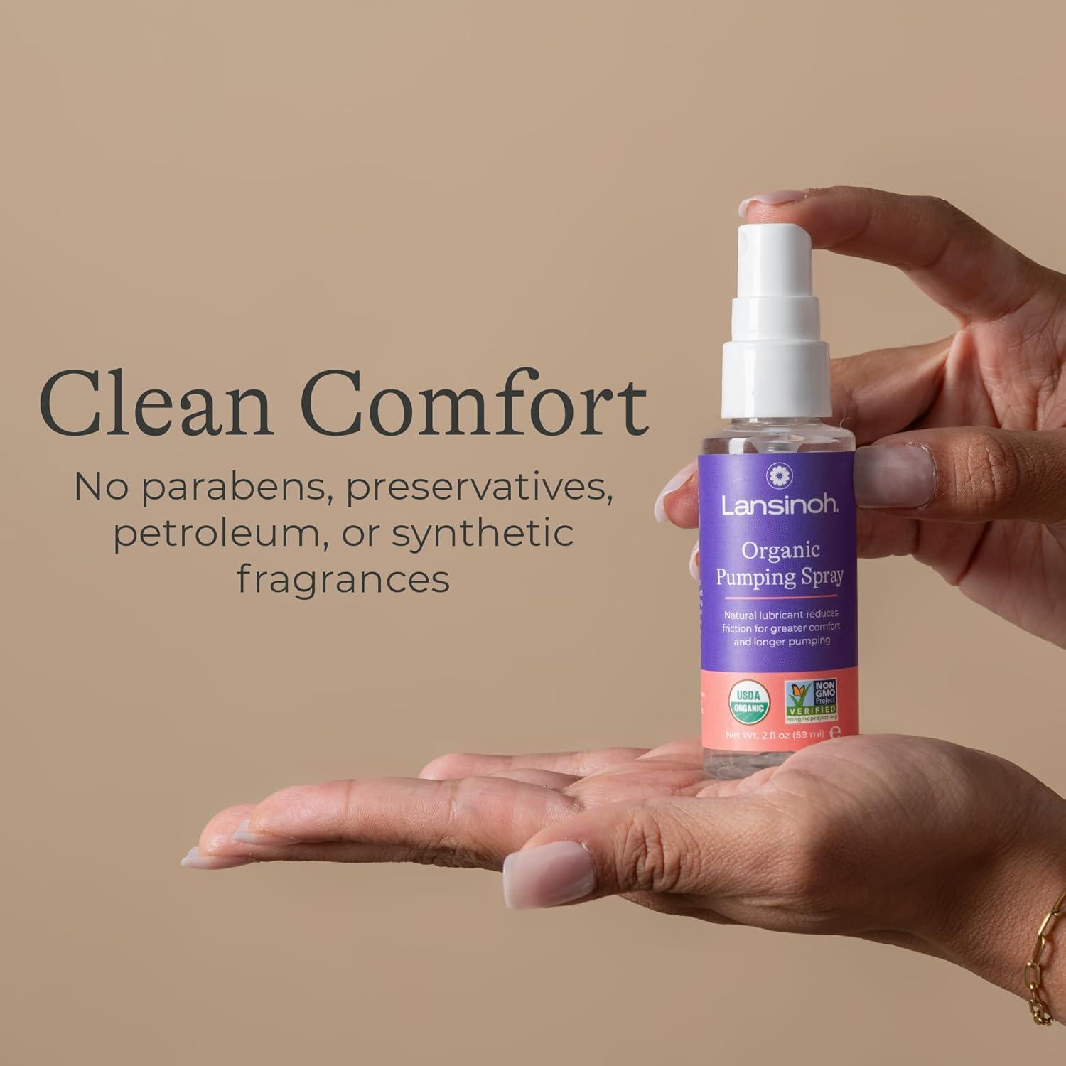 image:imageLansinoh Organic Pumping Spray LanolinFree Flange Lubricant Breast Pump Spray Hypoallergenic Vegan PlantBased Breastfeeding Essentials for Sore Nipples amp Moisturized Skin 2 Fl oz