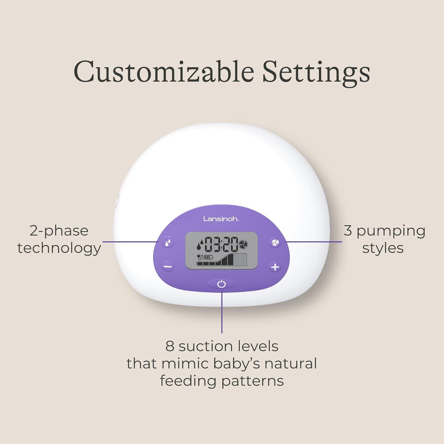 image:imageLansinoh Signature Pro Portable Double Electric Breast Pump with LCD Screen 3 Power Modes 25mm Flanges 2 Bottles 1 Slow Flow Nipple amp Carry BagSignature Pro