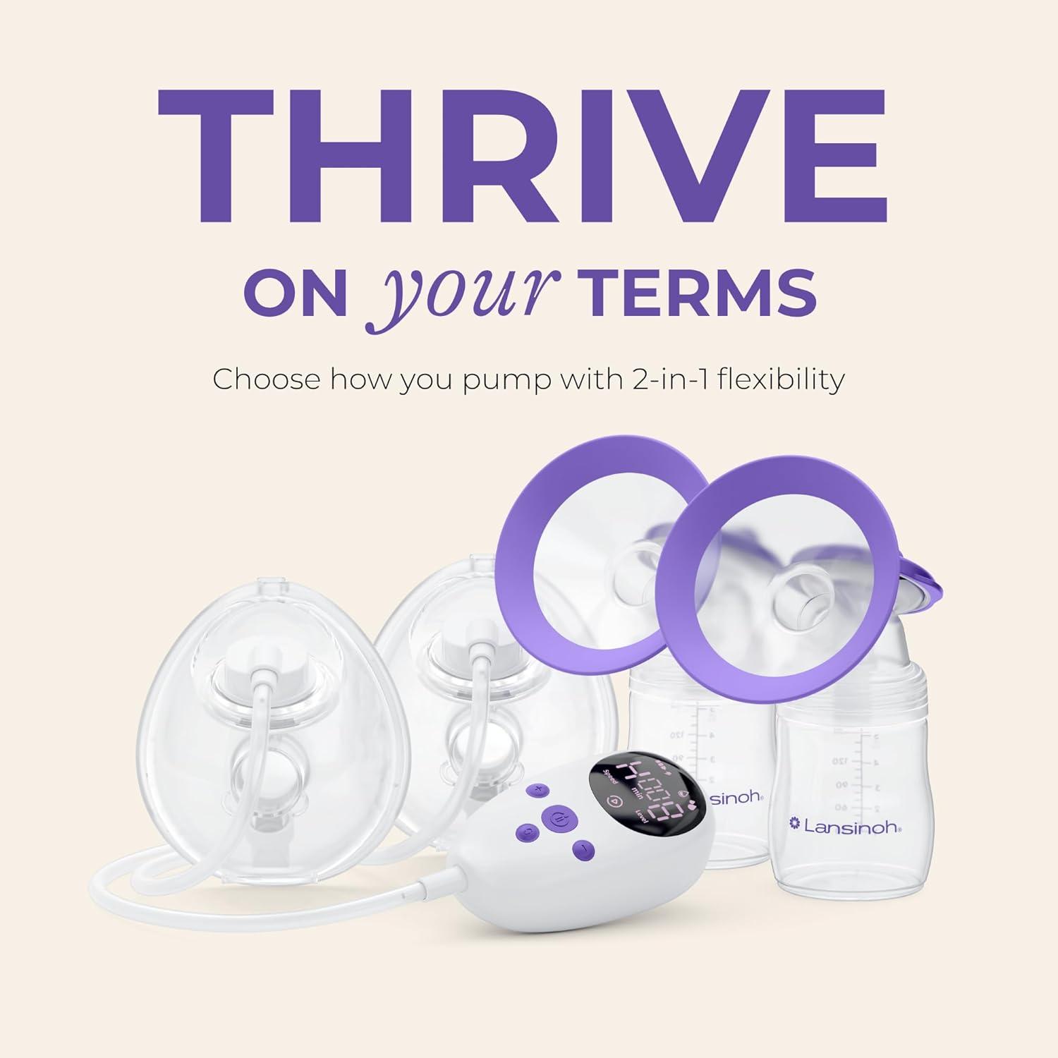 image:imageLansinoh Thrive 2in1 Breast Pump The Freedom of a Wearable Plus The Power of a HospitalStrength PumpAll in one Sleek Portable Design Model P3