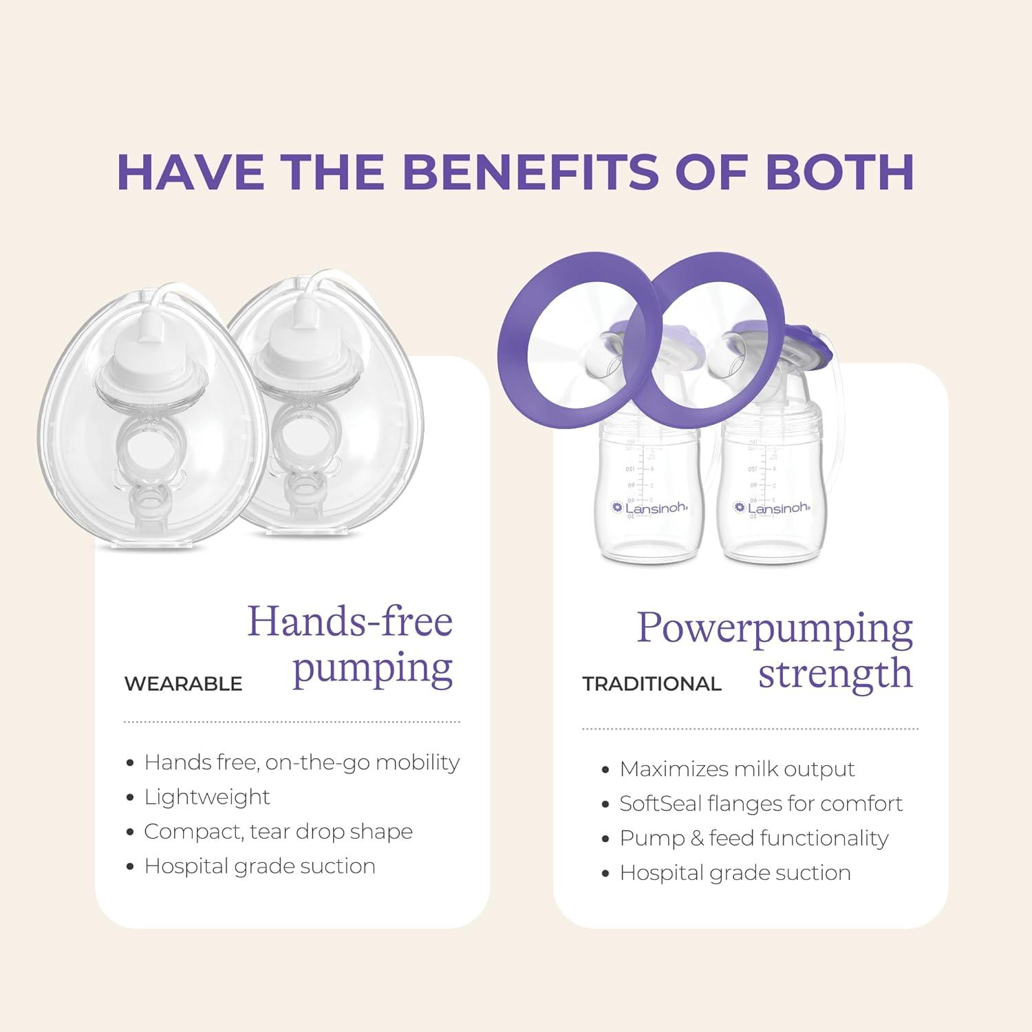image:imageLansinoh Thrive 2in1 Breast Pump The Freedom of a Wearable Plus The Power of a HospitalStrength PumpAll in one Sleek Portable Design Model P3