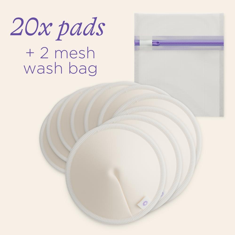 image:imageLansinoh Washable Nursing Pads Made with Organic Bamboo Viscose Reusable Breast Pads for Breastfeeding with Wash Bag Breastfeeding Essentials 10 Count10 Count Pack of 2