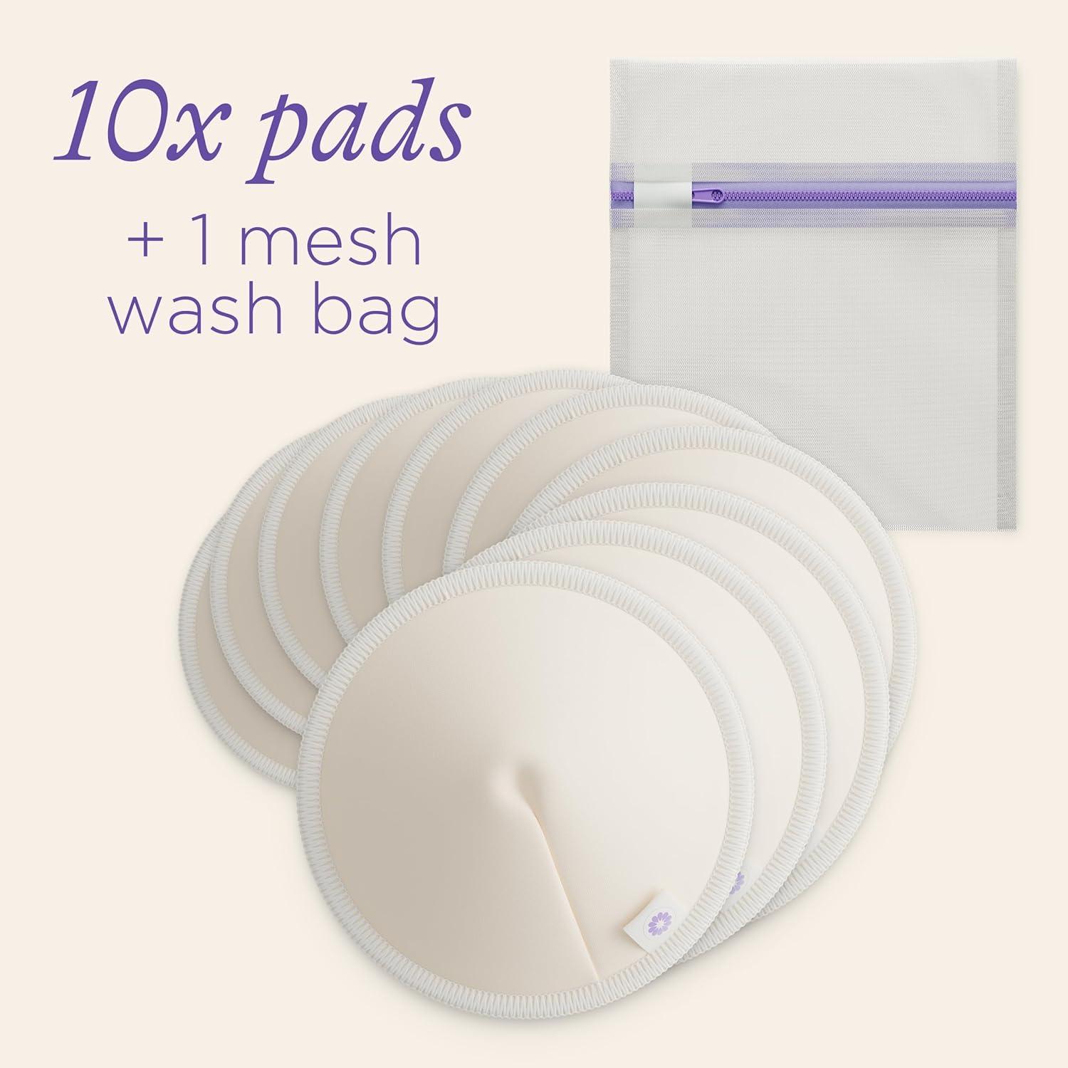 image:imageLansinoh Washable Nursing Pads Made with Organic Bamboo Viscose Reusable Breast Pads for Breastfeeding with Wash Bag Breastfeeding Essentials 10 Count10 Count