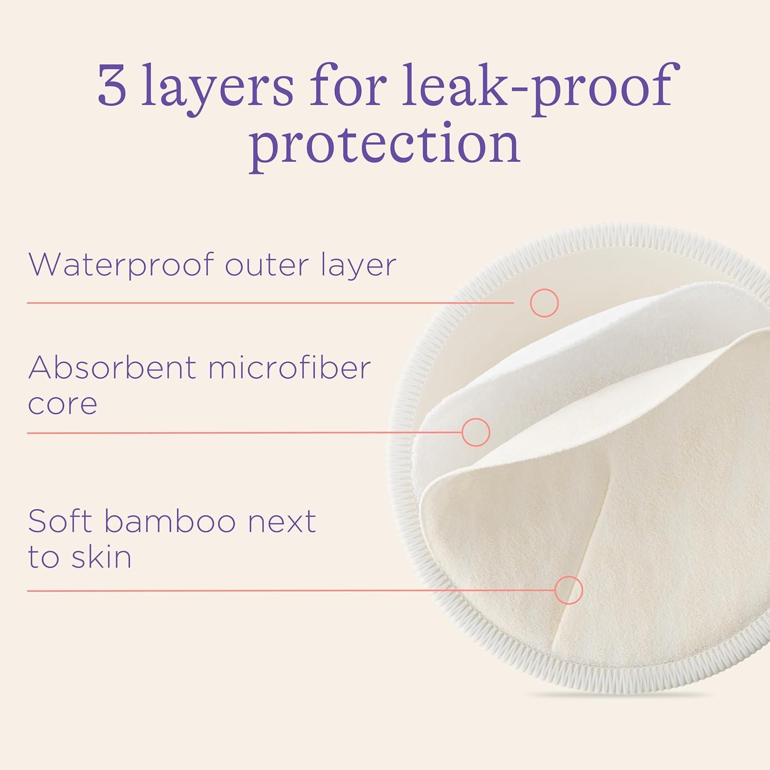 image:imageLansinoh Washable Nursing Pads Made with Organic Bamboo Viscose Reusable Breast Pads for Breastfeeding with Wash Bag Breastfeeding Essentials 10 Count10 Count Pack of 2