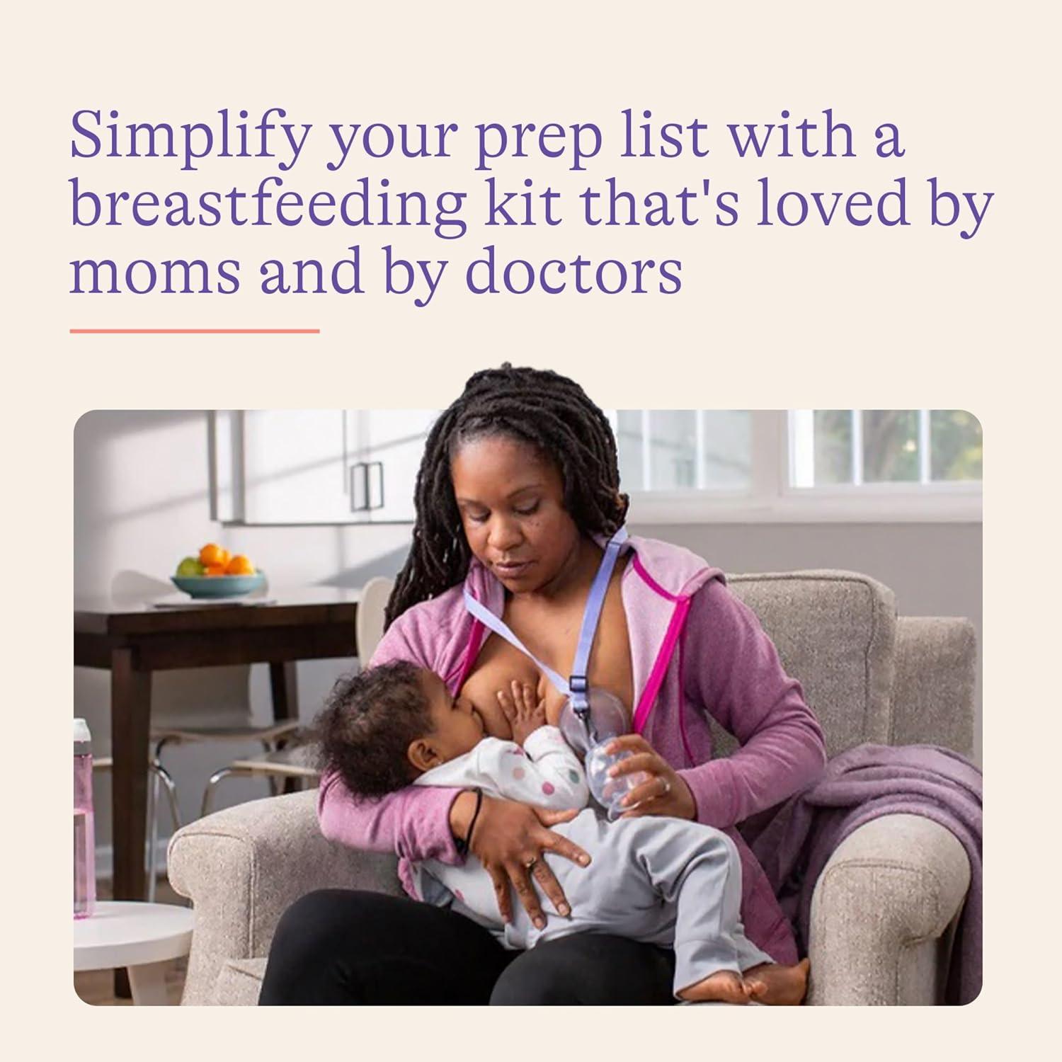 image:imageLansinoh Youve Got This Breastfeeding Essentials Kit for New Moms 77Piece Gift Set with Nursing Pads Breastmilk Storage Bags Nipple Cream Hot amp Cold Therapy Packs and Silicone Breast Pump77 Piece Set