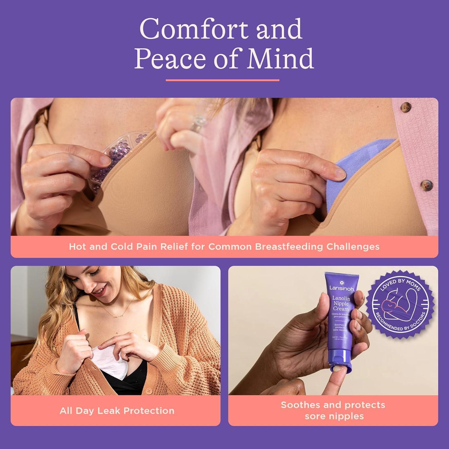 image:imageLansinoh Youve Got This Breastfeeding Essentials Kit for New Moms 77Piece Gift Set with Nursing Pads Breastmilk Storage Bags Nipple Cream Hot amp Cold Therapy Packs and Silicone Breast Pump77 Piece Set Pack of 4