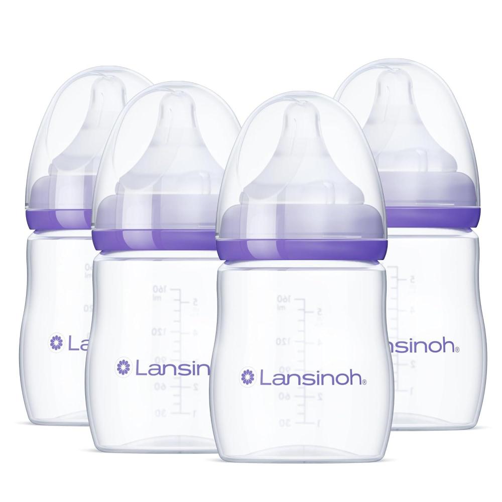 image:imageLansinoh AntiColic Baby Bottles BPAFree Plastic 2 Ounces 2 Count Extra Slow Flow Nipples Size XS Breastfeeding Bottle with NaturalWave Design5 Ounce XS Flow 4 Count