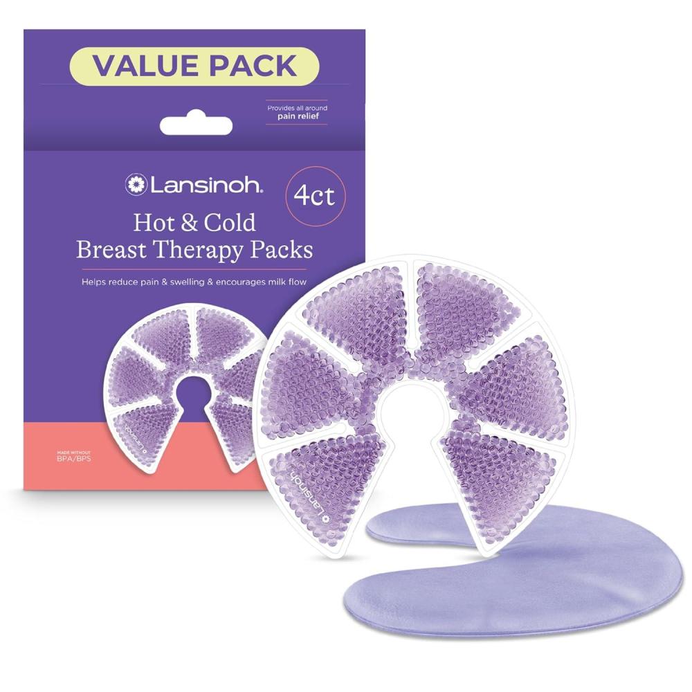 image:imageLansinoh Breast Therapy Packs Hot and Cold BreastPads with 2 Soft Covers Postpartum Essentials for Nipple Pain Relief Mastitis Engorgement Support for Breastfeeding Pumping Aid 2 Pack4 Count