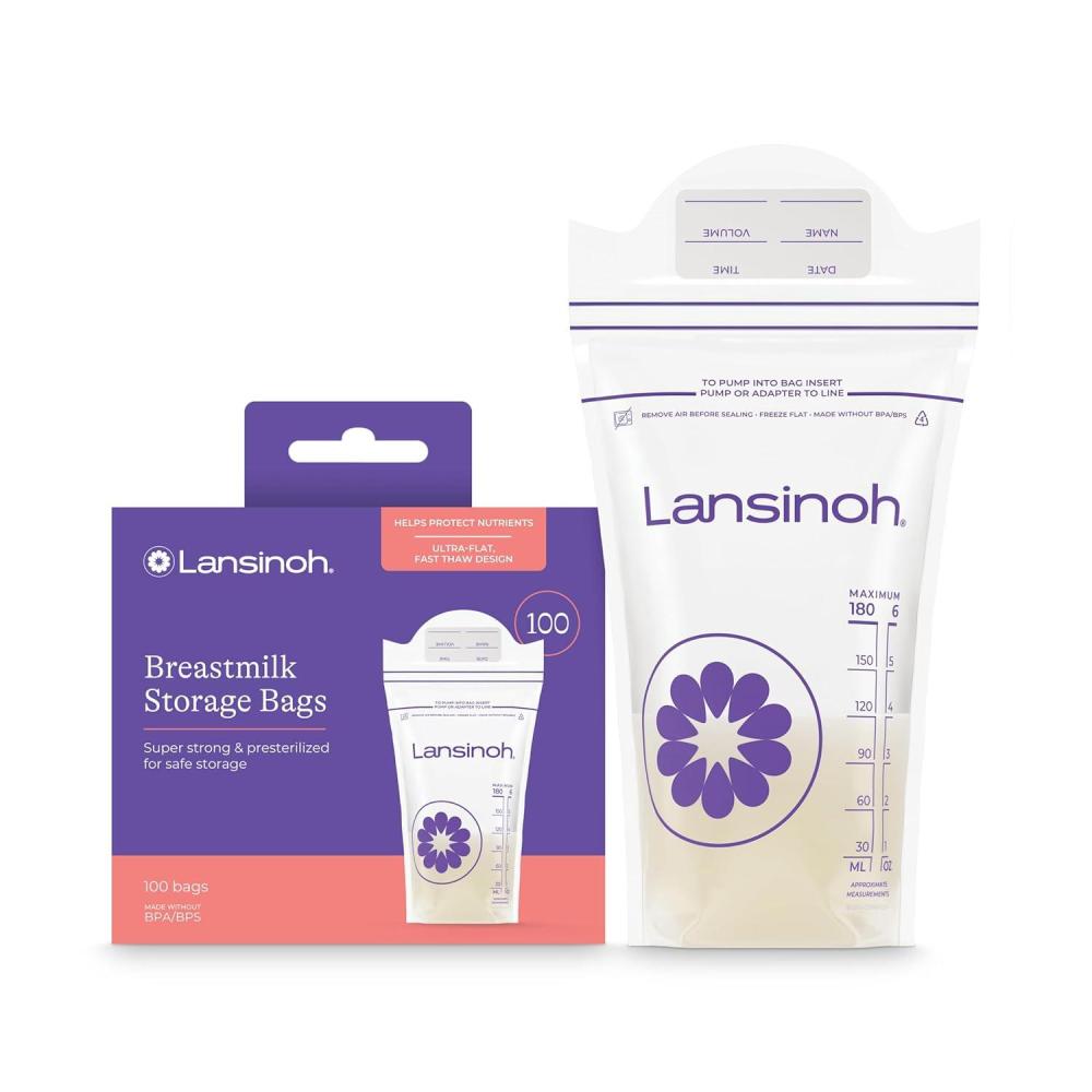 image:imageLansinoh Breastmilk Storage Bags 50 Count Baby Essentials Fast Freeze amp Thaw Breast Milk Bags for Baby Bottle Feeding Strength amp Stretch 6 Ounce100 Count