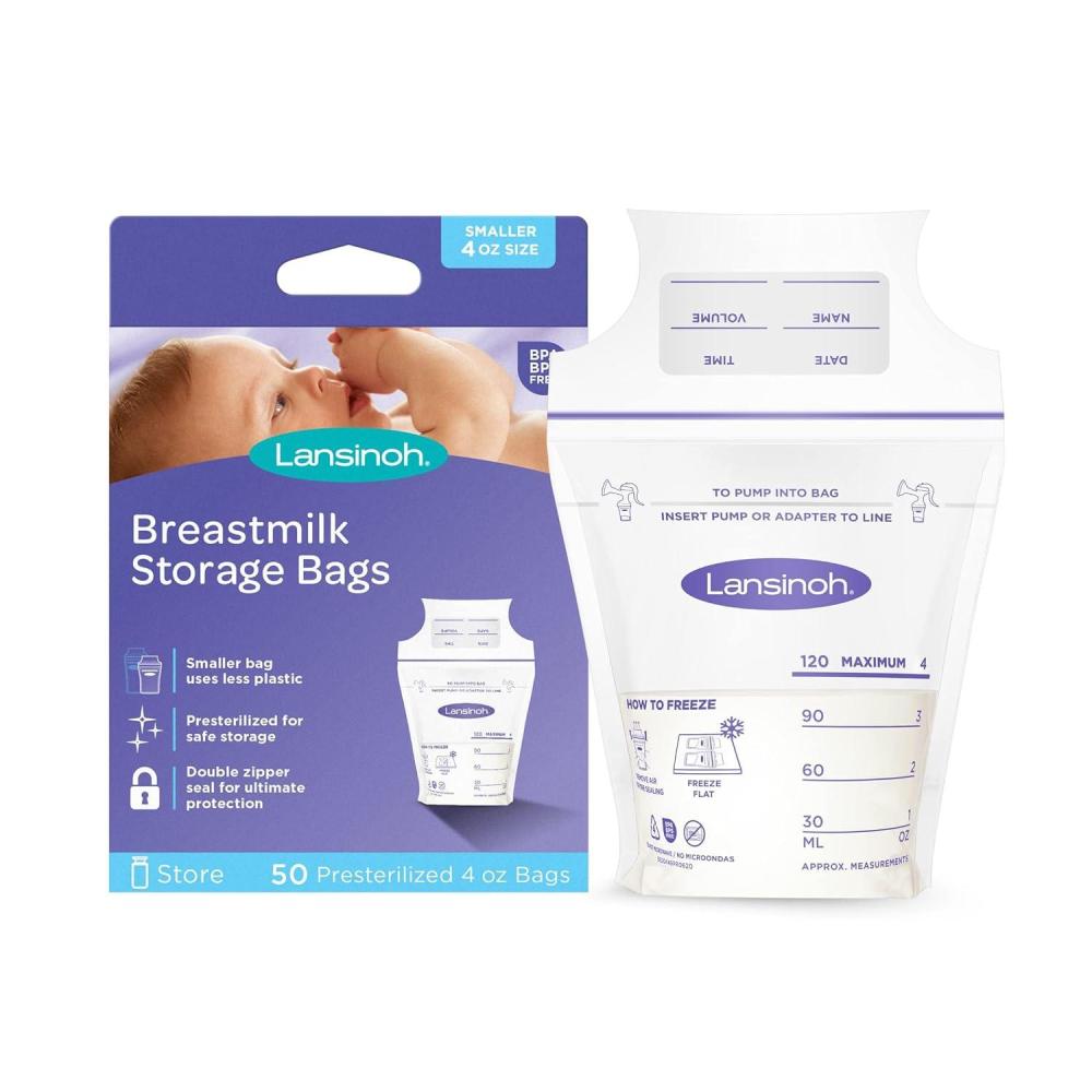 image:imageLansinoh Breastmilk Storage Bags 50 Count Baby Essentials Fast Freeze amp Thaw Breast Milk Bags for Baby Bottle Feeding Strength amp Stretch 6 Ounce50 Count