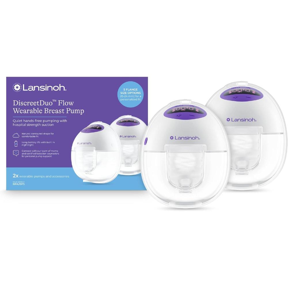 image:imageLansinoh DiscreetDuo Flow Wearable Breast Pump HandsFree Electric Pump Quiet amp Rechargeable HospitalGrade Suction with Multiple Flange Sizes Breastfeeding amp Pumping EssentialsBreast Pump