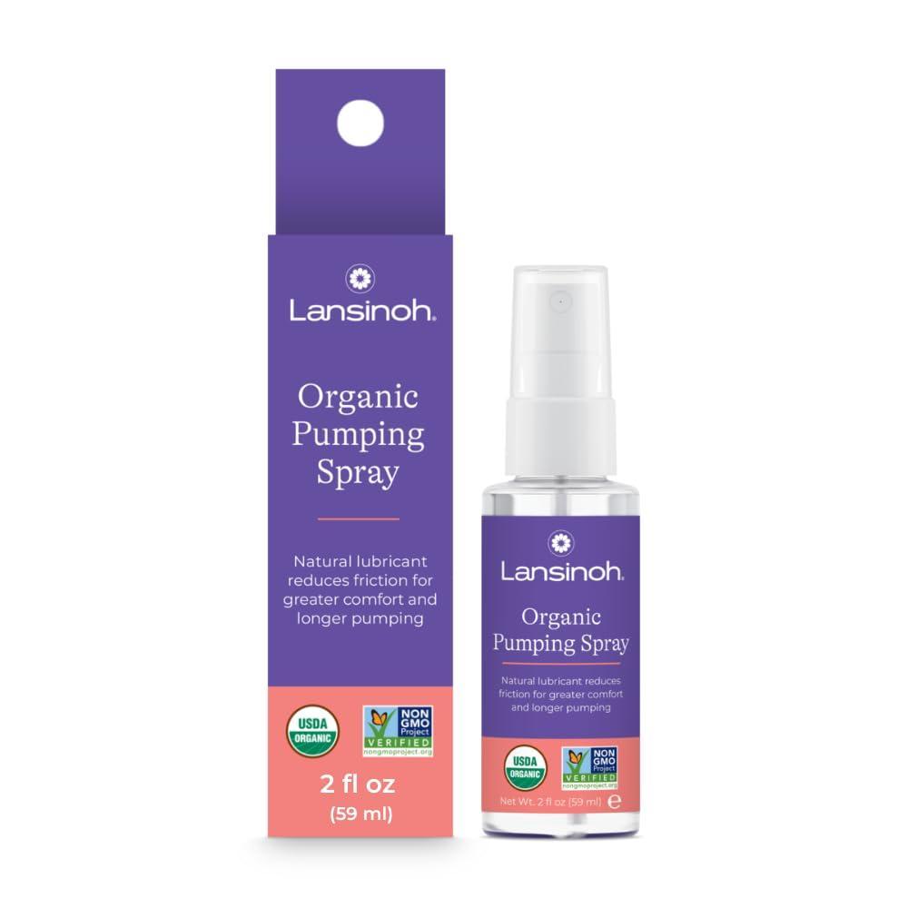image:imageLansinoh Organic Pumping Spray LanolinFree Flange Lubricant Breast Pump Spray Hypoallergenic Vegan PlantBased Breastfeeding Essentials for Sore Nipples amp Moisturized Skin 2 Fl oz