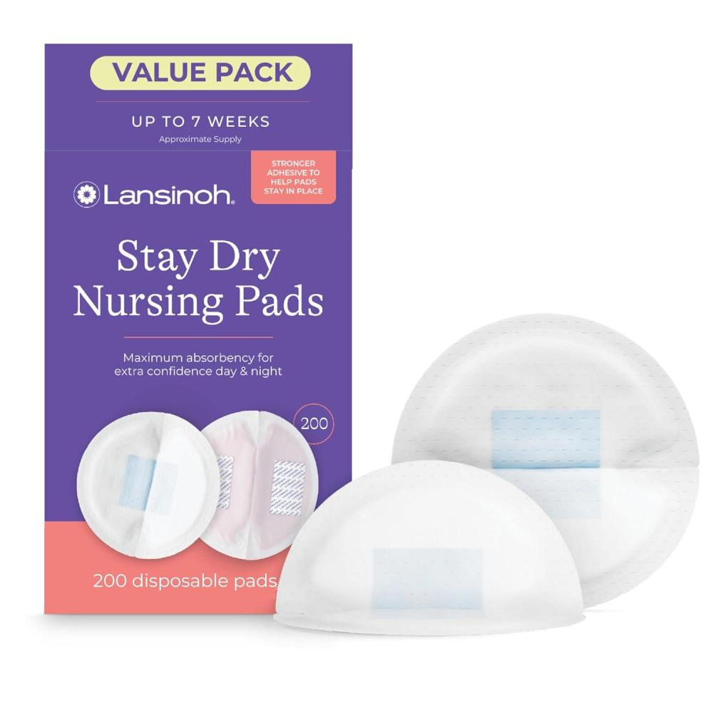 image:imageLansinoh Stay Dry Disposable Nursing Pads Soft and Super Absorbent Breast Pads Breastfeeding Essentials for Moms 200 Count200 Count