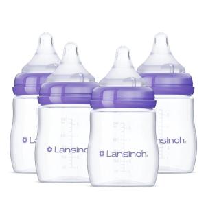 image:imageLansinoh AntiColic Baby Bottles BPAFree Plastic 2 Ounces 2 Count Extra Slow Flow Nipples Size XS Breastfeeding Bottle with NaturalWave Design5 Ounce  S Flow  4 Count