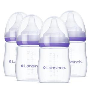 image:imageLansinoh AntiColic Baby Bottles BPAFree Plastic 2 Ounces 2 Count Extra Slow Flow Nipples Size XS Breastfeeding Bottle with NaturalWave Design5 Ounce  XS Flow  4 Count