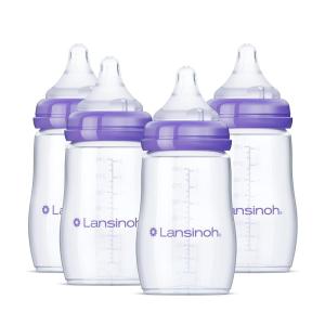 image:imageLansinoh AntiColic Baby Bottles BPAFree Plastic 2 Ounces 2 Count Extra Slow Flow Nipples Size XS Breastfeeding Bottle with NaturalWave Design8 Ounce  M Flow  4 Count