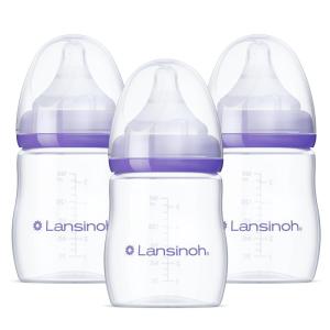 image:imageLansinoh AntiColic Baby Bottles BPAFree Plastic 5 Ounces 1 Count Slow Flow Nipples Size S Breastfeeding Bottle with NaturalWave Design1 Count Pack of 3