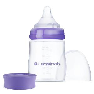 image:imageLansinoh AntiColic Baby Bottles BPAFree Plastic 5 Ounces 1 Count Slow Flow Nipples Size S Breastfeeding Bottle with NaturalWave Design1 Count Pack of 1