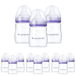 image:imageLansinoh AntiColic Baby Bottles BPAFree Plastic 5 Ounces 1 Count Slow Flow Nipples Size S Breastfeeding Bottle with NaturalWave Design1 Count Pack of 12