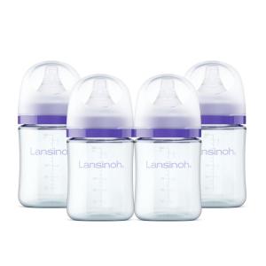 image:imageLansinoh AntiColic Glass Baby Bottles 5 Ounces 4 Count Includes 4 Extra Slow Flow Nipples Size XS Newborn Baby Essentials5 Ounce  S Flow  4 Count