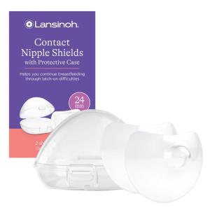 image:imageLansinoh Contact Nipple Shields for Nursing Mothers UltraThin Soft amp Flexible Silicone Shields for Sensitive Nipples and LatchOn Support 079 inch or 20mm with Case 2 Count24mm