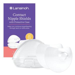 image:imageLansinoh Contact Nipple Shields for Nursing Mothers UltraThin Soft amp Flexible Silicone Shields for Sensitive Nipples and LatchOn Support 079 inch or 20mm with Case 2 Count20mm