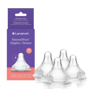 image:imageLansinoh NaturalWave Baby Bottle Nipples Extra Slow Flow Size XS 0 Months 4 Count 100 Soft Durable Silicone Made Without BPA BPS AntiColic Supports Babys Developing Mouth and TeethNewborn Flow