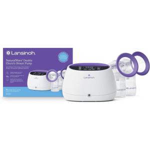 image:imageLansinoh NaturalWave Double Electric Breast Pump WhitePurple  HospitalGrade Suction with 12 Levels 5 Flange Sizes amp BabyMimicking Motion  Breastfeeding Essentials for Pumping Moms
