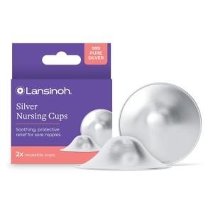 image:imageLansinoh Silver Nursing Cups  999 Pure Silver Reusable Nipple Shields for Breastfeeding  Worn Between Feeds for Soothing Protection of Sore Nipples Regular Size