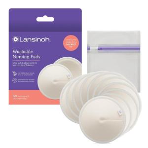 image:imageLansinoh Washable Nursing Pads Made with Organic Bamboo Viscose Reusable Breast Pads for Breastfeeding with Wash Bag Breastfeeding Essentials 10 Count10 Count
