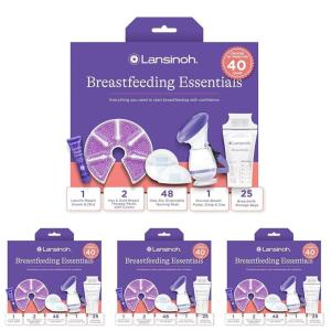 image:imageLansinoh Youve Got This Breastfeeding Essentials Kit for New Moms 77Piece Gift Set with Nursing Pads Breastmilk Storage Bags Nipple Cream Hot amp Cold Therapy Packs and Silicone Breast Pump77 Piece Set Pack of 4