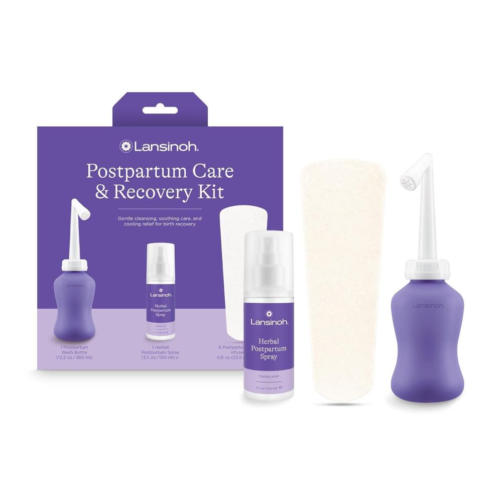 image:imageLansinoh Postpartum Recovery Essentials Kit 8Piece New Mom Gift Set with Peri Bottle Herbal Spray amp Ice Packs for Soothing After Birth Care