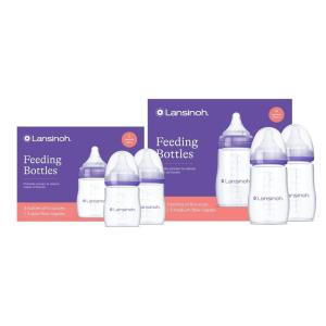 image:imageLansinoh NaturalWave Newborn Gift Set  3 AntiColic 5oz Bottles with SFlow Nipples  3 Breastfeeding 8oz Bottles with MFlow Nipples 6Pack