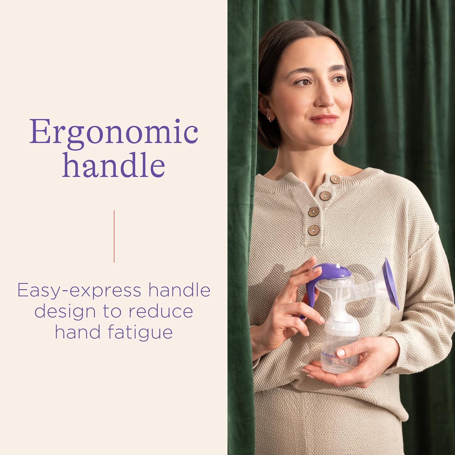 image:imageLansinoh Manual Breast Pump Breast Feeding Hand Pump with Comfortable Flange Includes 5oz Baby Bottle with Slow Flow Nipple Breastfeeding Essentials10 Piece Set