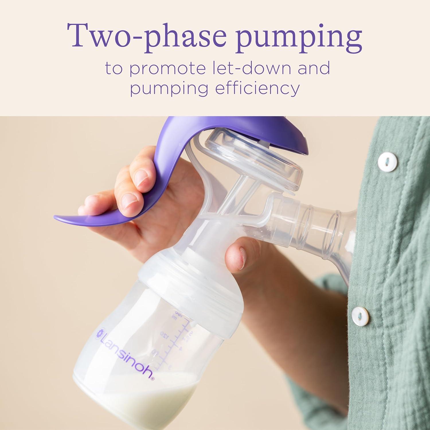 image:imageLansinoh Manual Breast Pump Breast Feeding Hand Pump with Comfortable Flange Includes 5oz Baby Bottle with Slow Flow Nipple Breastfeeding Essentials10 Piece Set