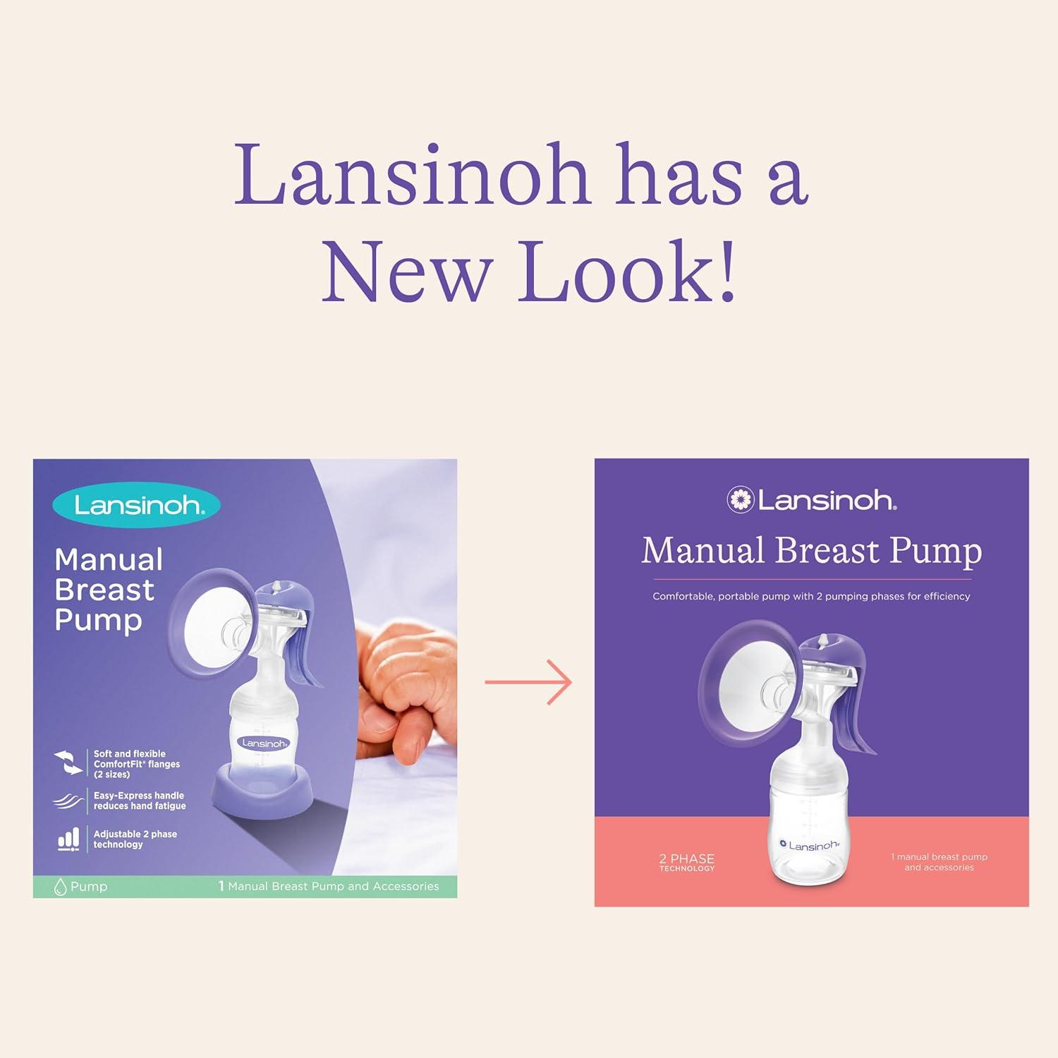 image:imageLansinoh Manual Breast Pump Breast Feeding Hand Pump with Comfortable Flange Includes 5oz Baby Bottle with Slow Flow Nipple Breastfeeding Essentials10 Piece Set Pack of 6