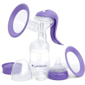 image:imageLansinoh Manual Breast Pump Breast Feeding Hand Pump with Comfortable Flange Includes 5oz Baby Bottle with Slow Flow Nipple Breastfeeding Essentials10 Piece Set