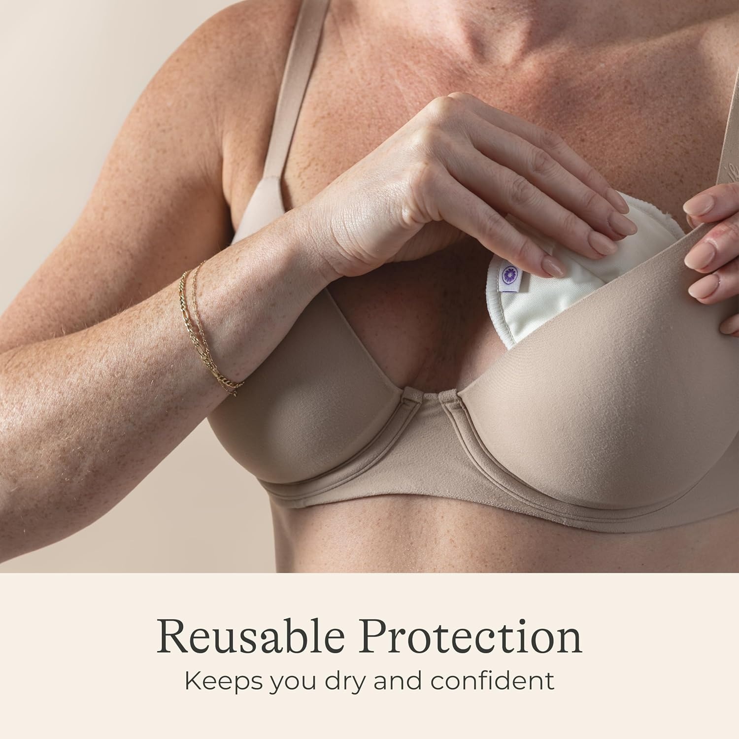 image:imageLansinoh Washable Nursing Pads Black Made with Organic Bamboo Viscose Reusable Breast Pads for Breastfeeding Includes Wash Bag 10 CountBeige