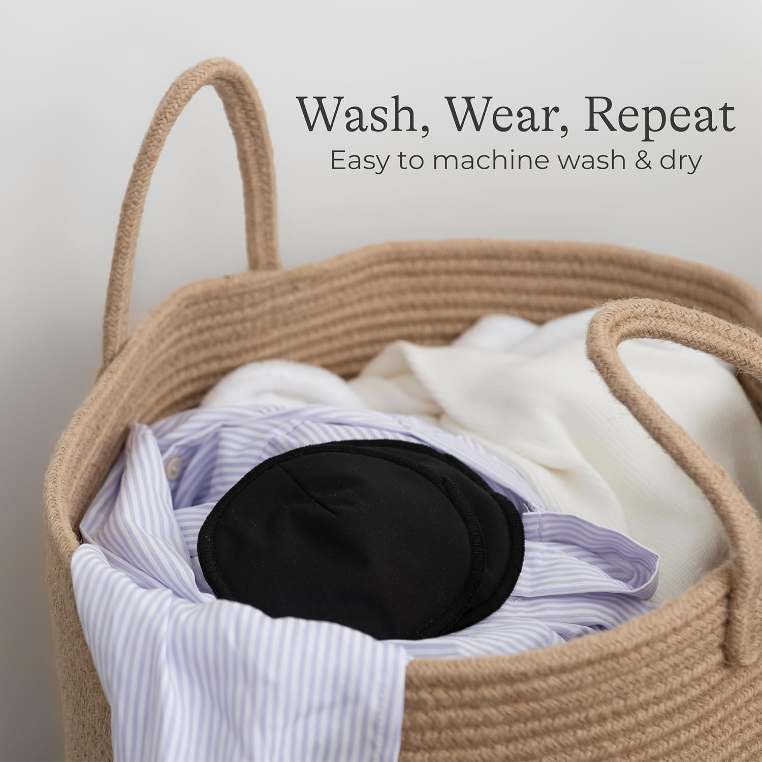 image:imageLansinoh Washable Nursing Pads Black Made with Organic Bamboo Viscose Reusable Breast Pads for Breastfeeding Includes Wash Bag 10 CountBlack